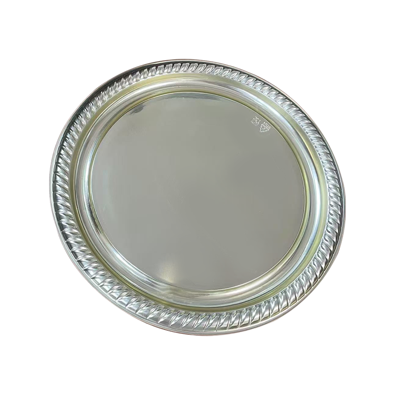 Tráidire ciorclach imeall lucht leanúna-chruthach airgid