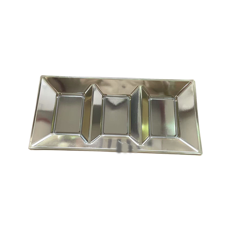 Tráidire sneaiceanna 3-eangach plaisteach airgid